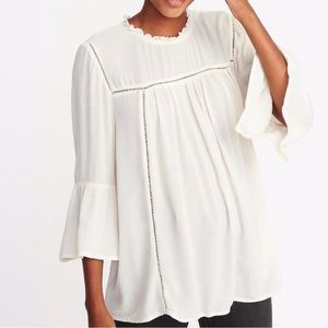 Old Navy Lace Ruffle Crepe Belle Sleeve Top